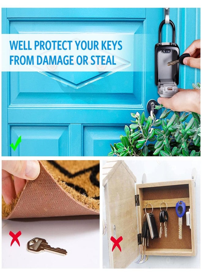 امير صندوق مفاتيح AMIR المُطوّر المُثبّت على الحائط - خزنة مقاومة للعوامل الجوية برقم سري مكون من 4 أرقام وسعة 5 مفاتيح - صندوق قفل داخلي وخارجي مع قفل قابل للإزالة، حجم صغير 3.66 بوصة (فضي) - Image 2